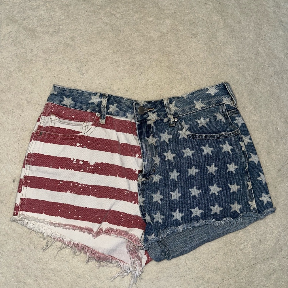 Bullhead Star-Spangled Denim Shorts USA American Flag July 4th Stars Stripes